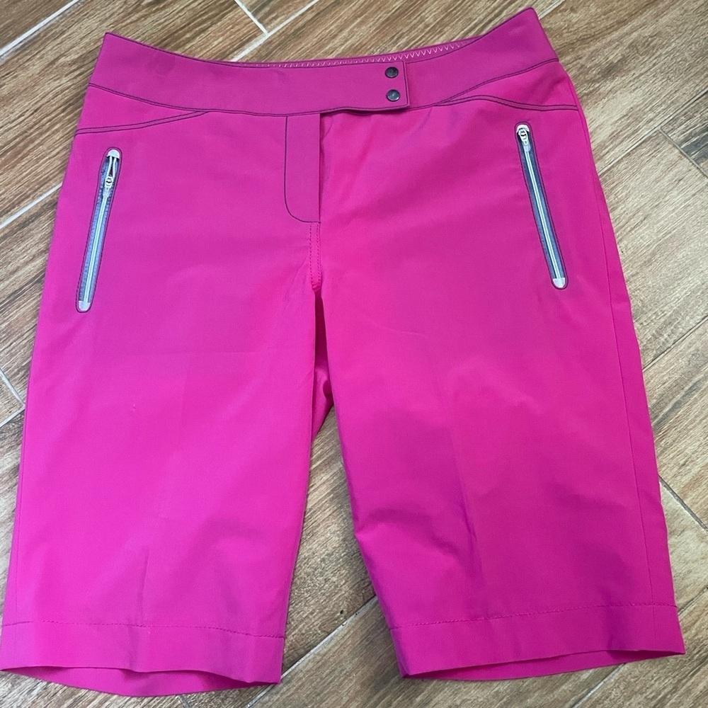 Annika Cutter & Buck pink gold shorts